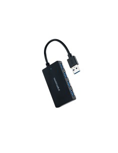 Hub USB 3.0 con 4 Puertos de USB 3.0, USB-A/M-USB 3.0/H, Negro, 15 cm