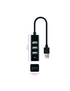 Hub USB 2.0 con 4 Puertos de USB 2.0, USB-A/M-USB 2.0/H, Negro, 15 cm 2