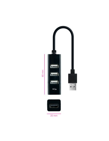 Hub USB 2.0 con 4 Puertos de USB 2.0, USB-A/M-USB 2.0/H, Negro, 15 cm