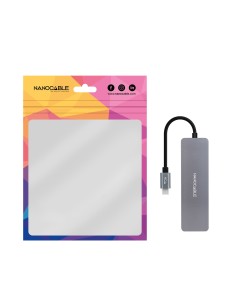 Hub USB-C a 3xUSB3.0/H + 1xUSB-C/H Aluminio 10 cm, Gris 2