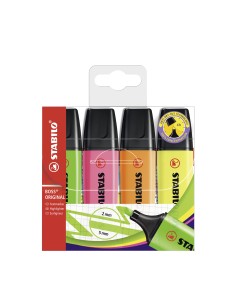 Estuche 4 marcadores fluorescentes stabilo boss 70 original colores surtidos 