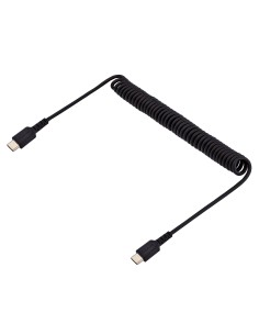 Cable de 1m de Carga USB C a USB C, Cable USB Tipo C Rizado de Carga Rápida y Servicio Pesado, Cable USB 2.0 USBC, de Fibra de  2