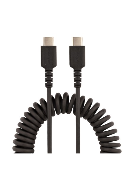 Cable de 1m de Carga USB C a USB C, Cable USB Tipo C Rizado de Carga Rápida y Servicio Pesado, Cable USB 2.0 USBC, de Fibra de 