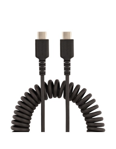 Cable de 50cm de Carga USB C a USB C, Cable USB Tipo C Rizado de Carga Rápida y Servicio Pesado, Cable USB 2.0 USBC, de Fibra d