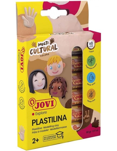Estuche 6 barras plastilina jovi 15g colores multicultural
