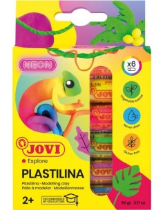 Estuche 6 barras plastilina jovi 15g colores neon