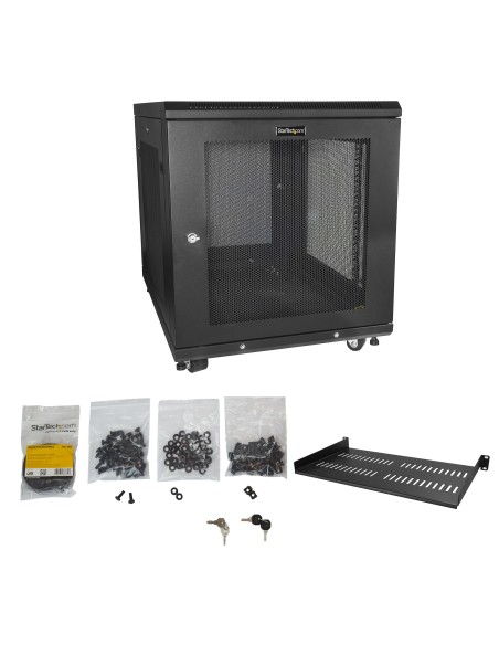 Armario Rack para Servidores 12U 19" 4 Columnas - Rack de Servidores con Cerradura y Seguro - Rack con Ruedas y Carriles de Mon