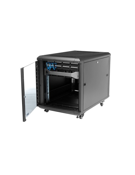 Armario Rack para Servidores 12U 19" 4 Columnas - Rack de Servidores con Cerradura y Seguro - Rack con Ruedas y Carriles de Mon