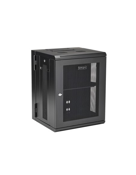 Armario Rack de Pared para Servidores 15U 19" 4 Columnas y Estante 1U - Rack de Servidores de Montaje en Pared con Bisagra - Ra