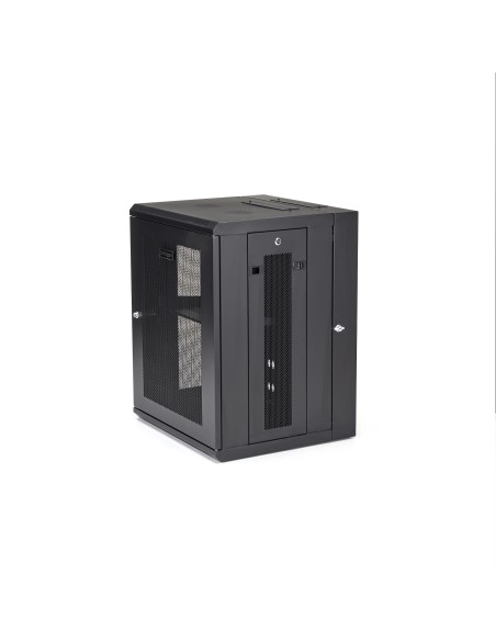 Armario Rack de Pared para Servidores 15U 19" 4 Columnas y Estante 1U - Rack de Servidores de Montaje en Pared con Bisagra - Ra