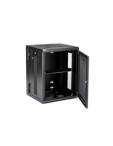 Armario Rack de Pared para Servidores 15U 19" 4 Columnas y Estante 1U - Rack de Servidores de Montaje en Pared con Bisagra - Ra