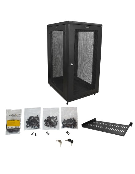 Armario Rack para Servidores 24U 19" 4 Columnas - Rack de Servidores con Cerradura y Seguro - Rack con Ruedas y Carriles de Mon