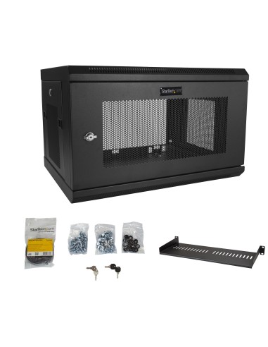 Armario Rack de Pared para Servidores 6U 19" 2 Columnas y Estante 1U - Rack de Servidores de Montaje en Pared - Rack Ventilado 