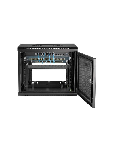 Armario Rack de Pared para Servidores 9U 19"2 Columnas y Estante 1U - Rack de Servidores de Montaje en Pared - Rack Ventilado p