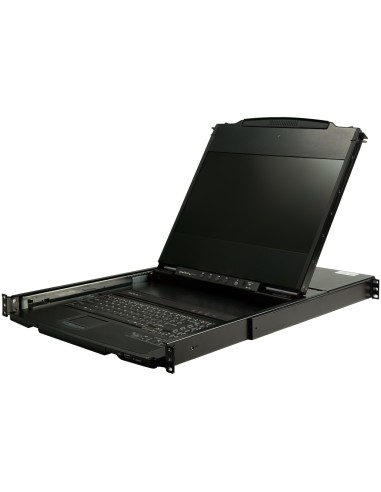 Consola KVM de Doble Carril HD 1080p para Rack de Servidores - Teclado QWERTY - KVM de 1 Puerto DVI/VGA con Monitor LCD de 17" 