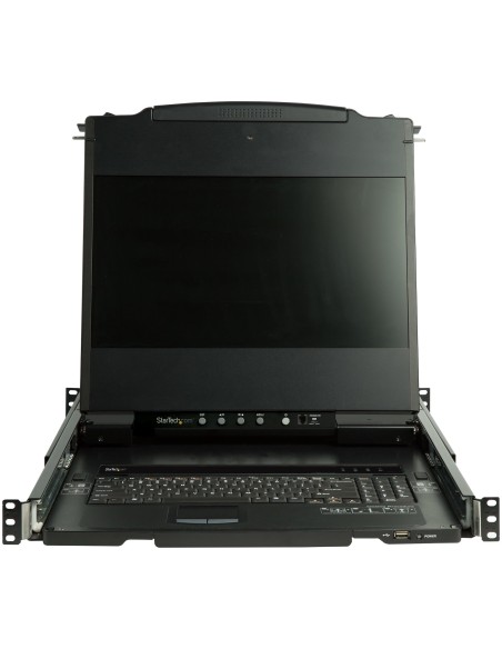 Consola KVM de Doble Carril HD 1080p para Rack de Servidores - Teclado QWERTY - KVM de 1 Puerto DVI/VGA con Monitor LCD de 17" 