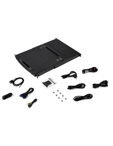 Consola KVM de Doble Carril HD 1080p para Rack de Servidores - Teclado QWERTY - KVM de 1 Puerto DVI/VGA con Monitor LCD de 17" 