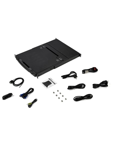 Consola KVM de Doble Carril HD 1080p para Rack de Servidores - Teclado QWERTY - KVM de 1 Puerto DVI/VGA con Monitor LCD de 17" 