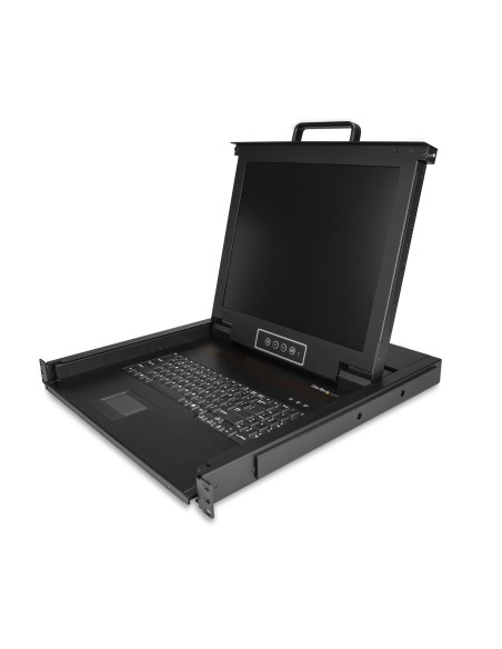 Consola KVM de Montaje en Rack - Teclado QWERTY - KVM para Rack de Servidores de 1 puerto VGA con Monitor LCD de 17" - Switch K