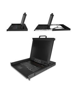 Consola KVM de Montaje en Rack - Teclado QWERTY - KVM para Rack de Servidores de 1 puerto VGA con Monitor LCD de 17" - Switch K 2