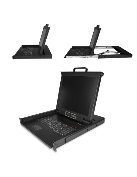 Consola KVM de Montaje en Rack - Teclado QWERTY - KVM para Rack de Servidores de 1 puerto VGA con Monitor LCD de 17" - Switch K