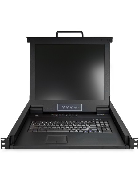 Consola KVM de 16 Puertos para Montaje en Rack con Cables de 1,8m - Teclado QWERTY - Conmutador KVM integrado con monitor LCD d