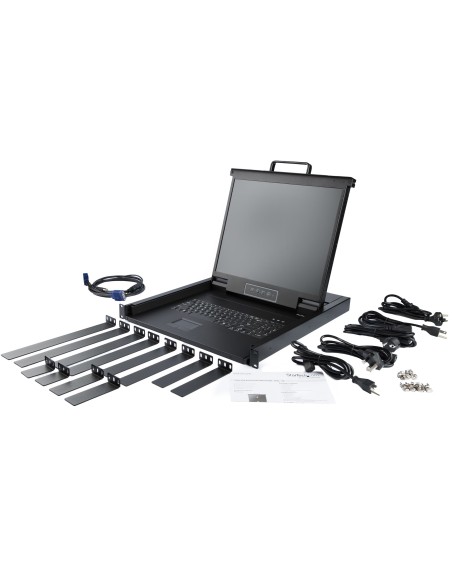 Consola KVM de Montaje en Rack de Servidores - Teclado QWERTY - KVM VGA de 1 Puerto con Monitor LCD de 19" - Switch KVM 1U con 