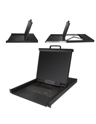 Consola KVM de 8 puertos para Montaje en Rack - Teclado QWERTY - con Cables de 1,8m - Conmutador KVM con Monitor LCD de 19" - S