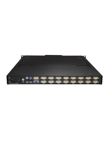 Consola KVM de 16 puertos para Montaje en Rack - Teclado QWERTY - con Cables de 1,8m - Conmutador KVM con Monitor LCD de 19" - 