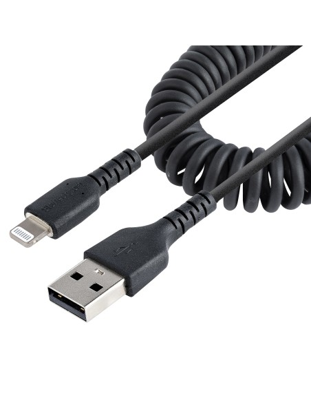 Cable 50cm USB a Lightning con Certificación MFi, Cable Rizado de Carga para iPhone, Negro, con Recubrimiento de TPE, Núcleo de