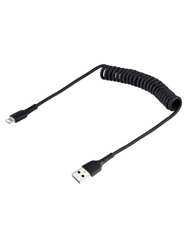 Cable 50cm USB a Lightning con Certificación MFi, Cable Rizado de Carga para iPhone, Negro, con Recubrimiento de TPE, Núcleo de