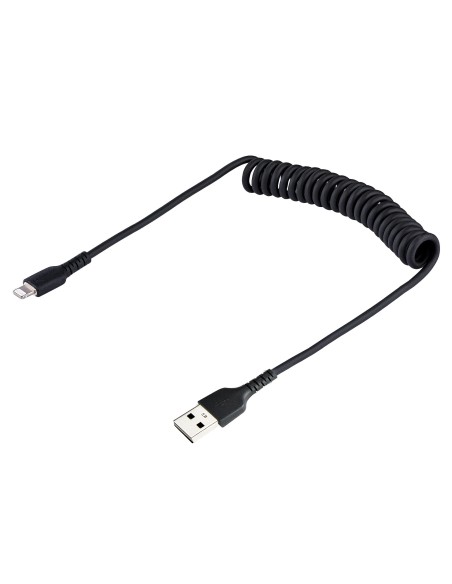 Cable 50cm USB a Lightning con Certificación MFi, Cable Rizado de Carga para iPhone, Negro, con Recubrimiento de TPE, Núcleo de