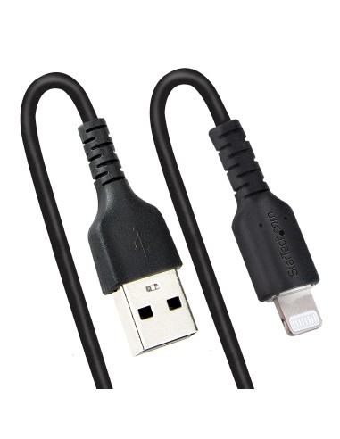 Cable 50cm USB a Lightning con Certificación MFi, Cable Rizado de Carga para iPhone, Negro, con Recubrimiento de TPE, Núcleo de