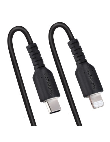 Cable de 50cm USB-C a Lightning MFi, Cable USB Tipo C Rizado de Carga Negro para iPhone, con Recubrimiento de TPE, Núcleo de Fi