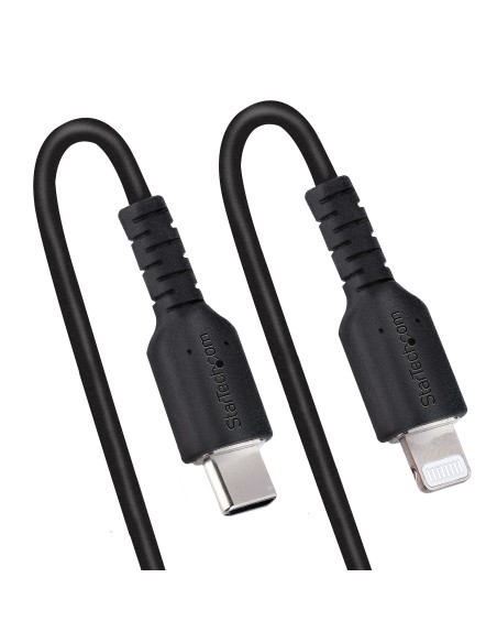Cable de 50cm USB-C a Lightning MFi, Cable USB Tipo C Rizado de Carga Negro para iPhone, con Recubrimiento de TPE, Núcleo de Fi
