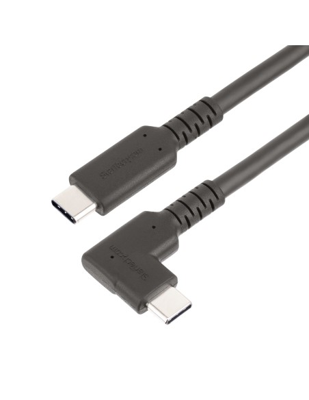 Cable de 1m USB-C Resistente Acodado a la Derecha - USB 3.2 Gen 2 (10 Gbps) - Cable de Transferencia USB Tipo C - DP de Modo Al