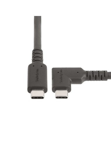 Cable de 1m USB-C Resistente Acodado a la Derecha - USB 3.2 Gen 2 (10 Gbps) - Cable de Transferencia USB Tipo C - DP de Modo Al
