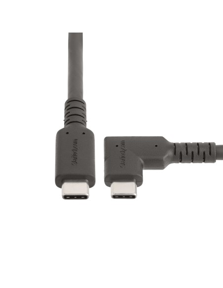Cable de 1m USB-C Resistente Acodado a la Derecha - USB 3.2 Gen 2 (10 Gbps) - Cable de Transferencia USB Tipo C - DP de Modo Al