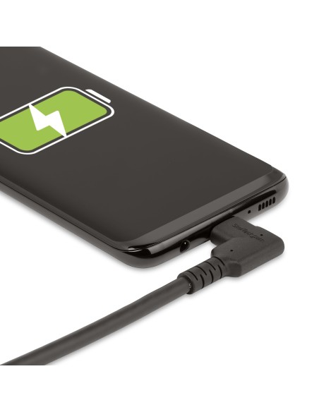 Cable de 1m USB-C Resistente Acodado a la Derecha - USB 3.2 Gen 2 (10 Gbps) - Cable de Transferencia USB Tipo C - DP de Modo Al