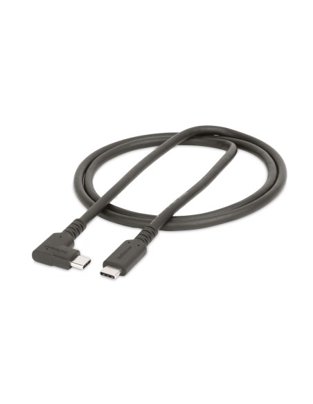Cable de 1m USB-C Resistente Acodado a la Derecha - USB 3.2 Gen 2 (10 Gbps) - Cable de Transferencia USB Tipo C - DP de Modo Al