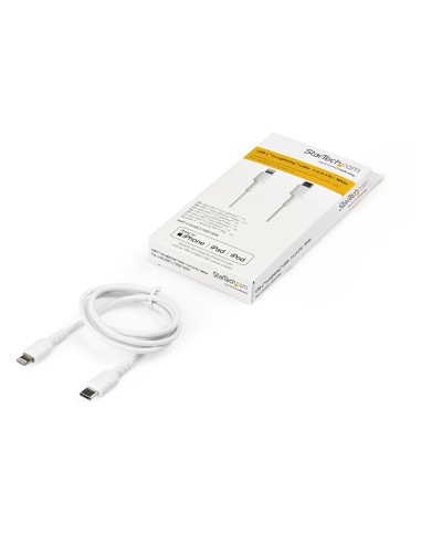 Cable Resistente USB-C a Lightning de 1 m Blanco - Cable de Sincronización y Carga USB Tipo C a Lightning con Fibra de Aramida 