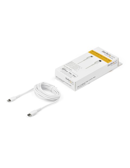 Cable Resistente USB-C a Lightning de 2 m Blanco - Cable de Sincronización y Carga USB Tipo C a Lightning con Fibra de Aramida 