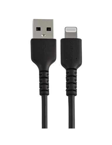 Cable Resistente USB-A a Lightning de 15 cm Negro - Cable de Sincronización y Carga USB Tipo A a Lightning con Fibra de Aramida