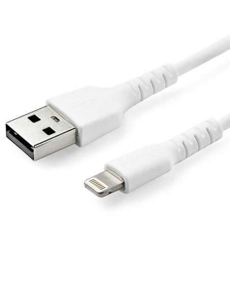 Cable Resistente USB-A a Lightning de 1 m Blanco - Cable de Alimentación y Sincronización USB Tipo A a Lightning con Fibra de A