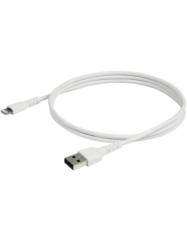 Cable Resistente USB-A a Lightning de 1 m Blanco - Cable de Alimentación y Sincronización USB Tipo A a Lightning con Fibra de A