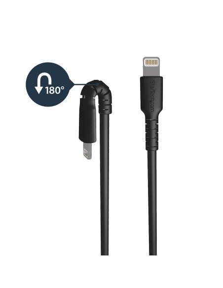 Cable Resistente USB-A a Lightning de 1 m Negro - Cable de Alimentación y Sincronización USB Tipo A a Lightning con Fibra de Ar
