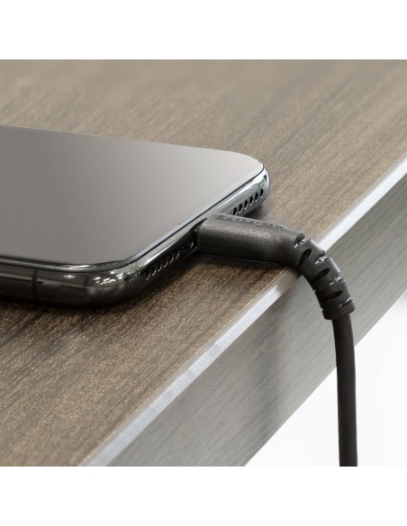 Cable Resistente USB-A a Lightning de 1 m Negro - Cable de Alimentación y Sincronización USB Tipo A a Lightning con Fibra de Ar