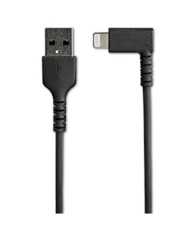 Cable Resistente USB-A a Lightning de 1 m - Negro -Acodado en un Ángulo de 90° a la Derecha - Cable de Carga y Sincronización U