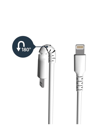 Cable Resistente USB-A a Lightning de 2 m Blanco - Cable de Alimentación y Sincronización USB Tipo A a Lightning con Fibra de A