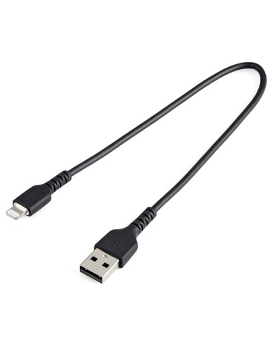 Cable Resistente USB-A a Lightning de 30 cm Negro - Cable de Sincronización y Carga USB Tipo A a Lightning con Fibra de Aramida